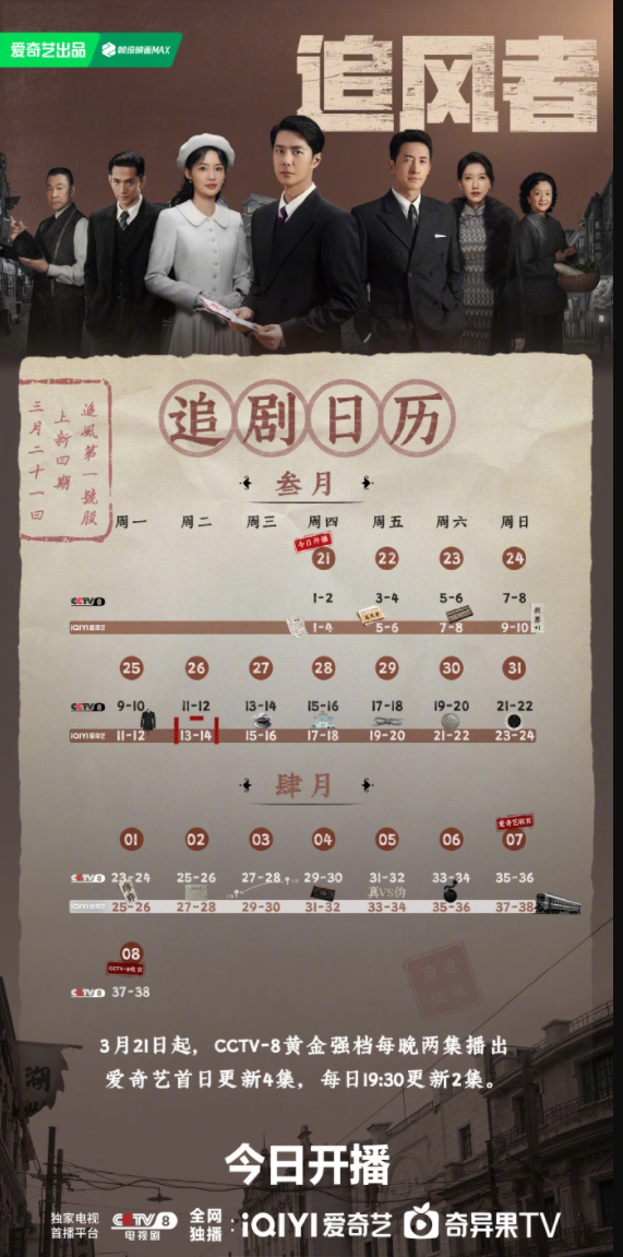 《追风者》追剧日历一览 追风者3月21日爱奇艺VIP首日更新4集