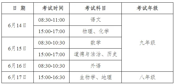 安徽芜湖中考时间2024年具体时间 6月14日至17日 安徽芜湖中考时间2024年具体时间 6月14日至17日